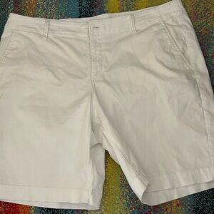 LOFT Monroe Bermuda White Cotton Shorts Sz 14